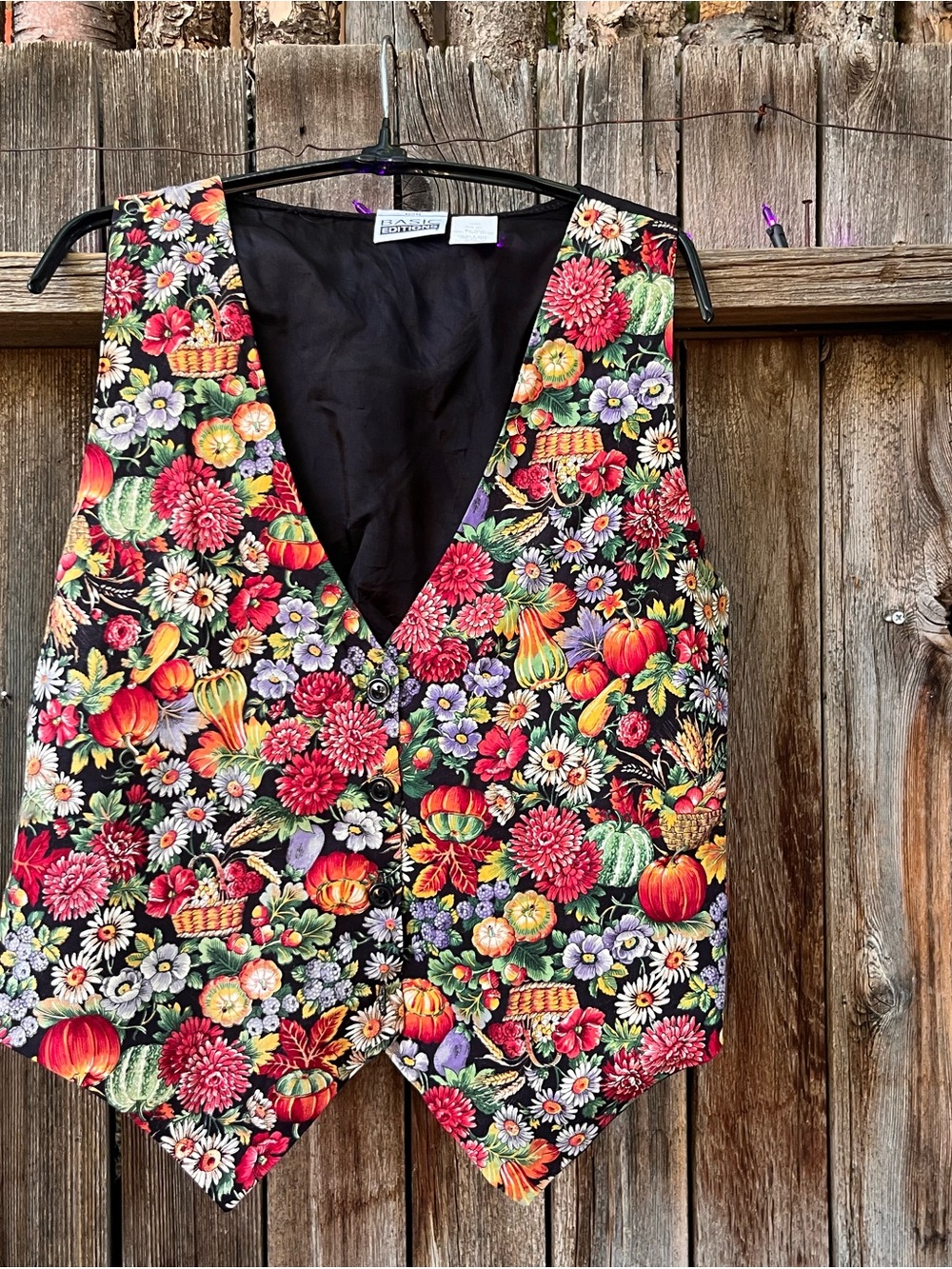 Vintage 90s Autumn Harvest Floral Pumpkin Vest